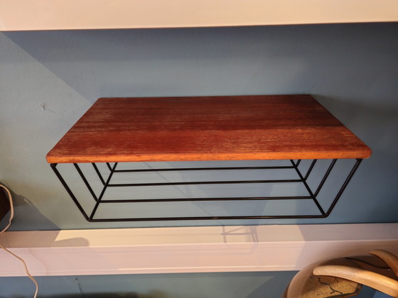 Image 1 of Vintage Midcentury Wall Cabinet Wall Rack Steel Teak Veneer