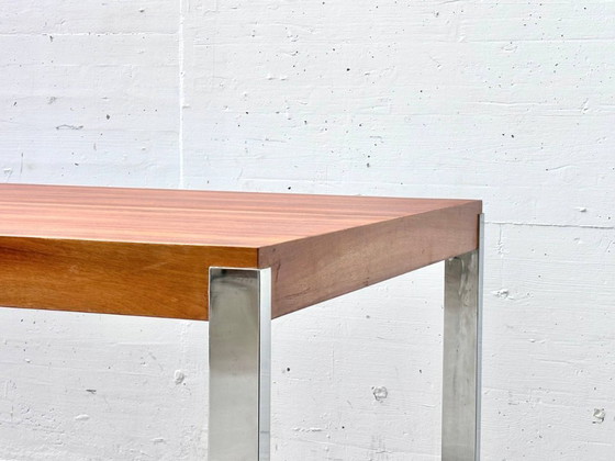 Image 1 of Spacious dining table with rosewood veneer and chrome-plated steel frame, 1970s