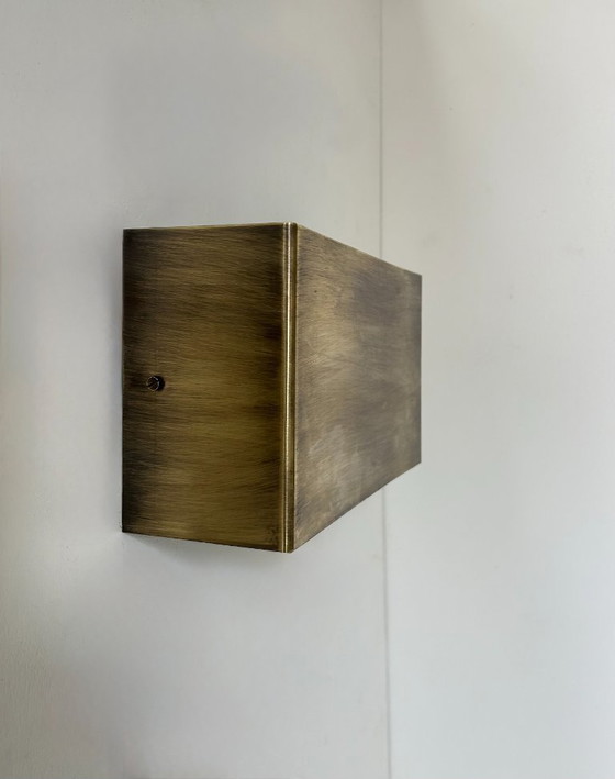 Image 1 of Coppia di applique vintage, ottone spazzolato patinato, Francia, 1970