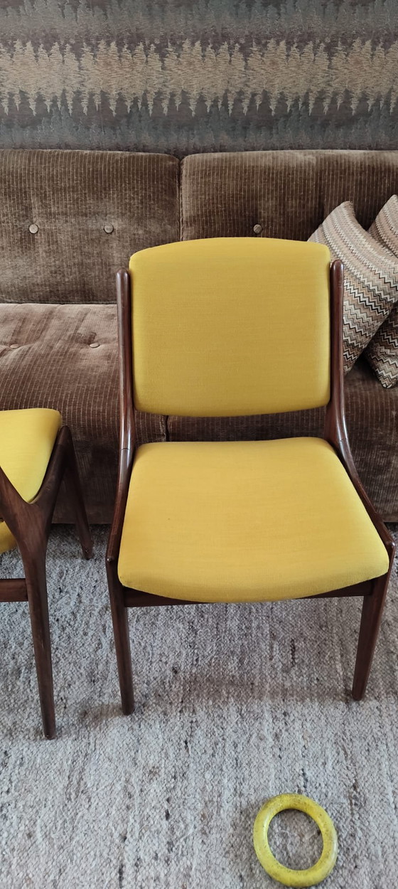 4 Vintage Cocktailstoelen, Jaren 60, Scandinavische Stijl – Eetkamerstoelen, Textile, Wood (photo 5 of 5)