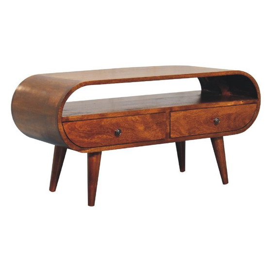 Image 1 of TV cabinet in solid mango wood with chestnut finish