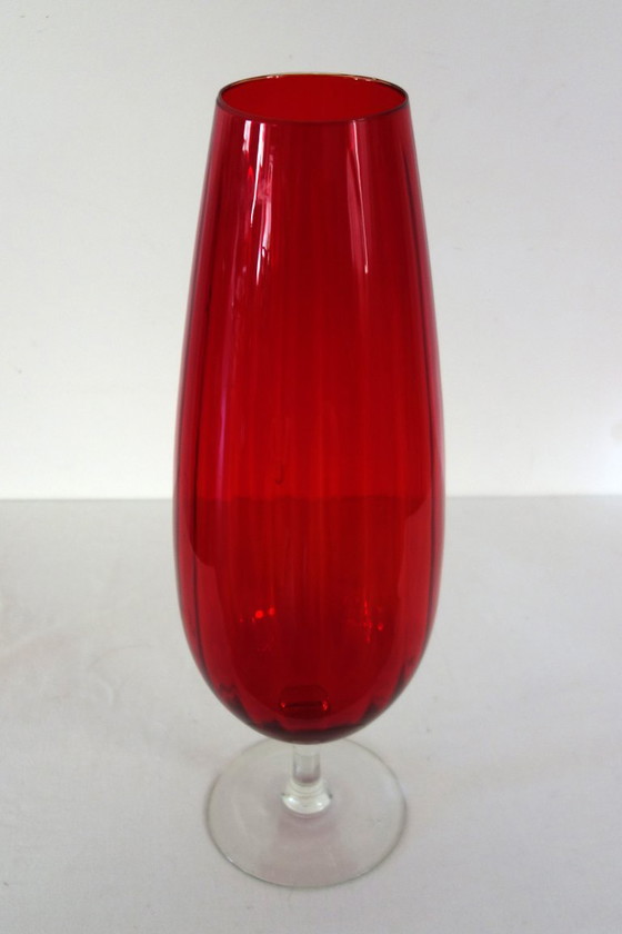 Image 1 of Large vintage red glass vase, 50cm