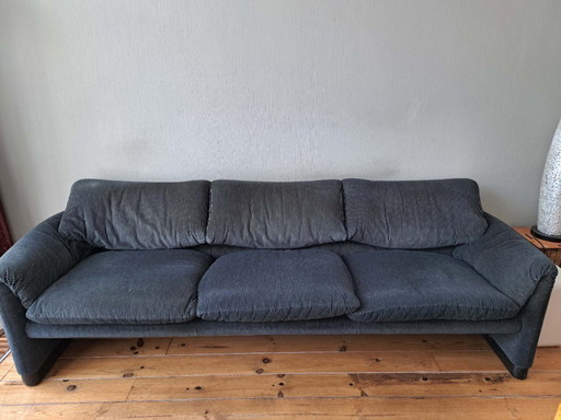 Cassina 675 Maralunga 3-zitsbank velluto bicolore zw/grijs