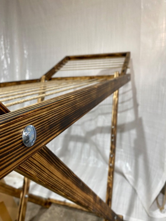 Image 1 of Vintage Wooden Clothes Airer, Laundry Drying Rack: Foldable Rustic Furniture NEW