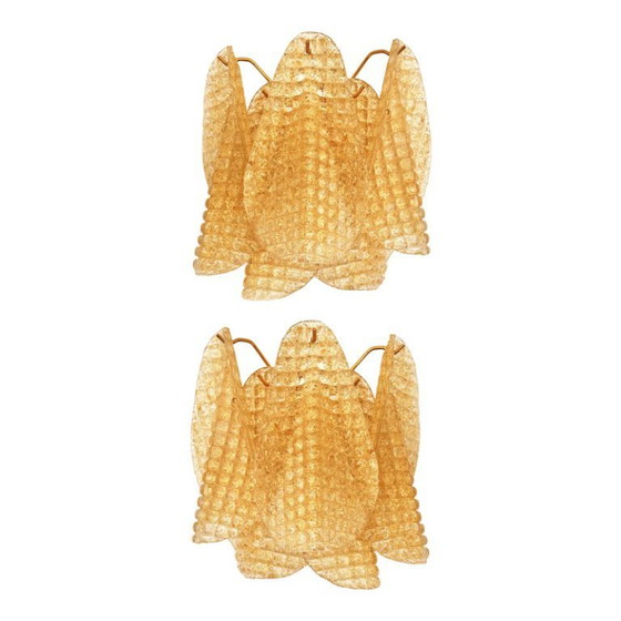 Image 1 of Sculptural Gold “Granigli” “Rondini” Murano Glass Wall Lamps in Modern Style