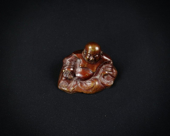 Image 1 of Buda de bronce o Budai de la Fortuna Escultura china de finales del siglo XIX Qing