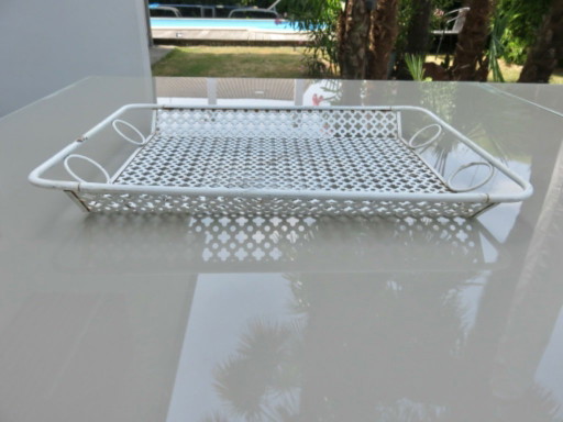 Mathieu Mategot perforated metal tray with clover design, circa 1950, France
