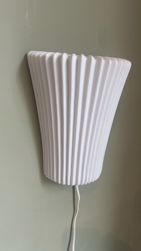 IKEA Applique vintage plissettata 1980, Ceramica, Bianco (foto 2 di 9)