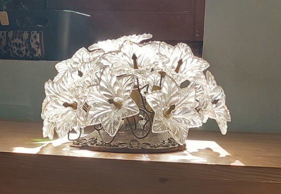 Image 1 of Bloemvormige wandlamp in art nouveau-stijl van Murano-glas, gemaakt door Venini.