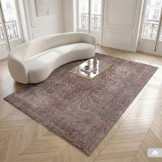 Image 1 of Hand-knotted vintage art rug 196x282