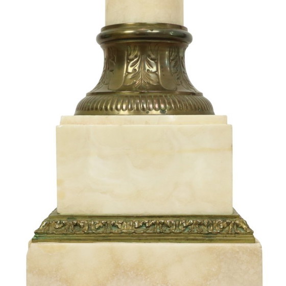 Image 1 of Piédestal de colonne antique en marbre et bronze