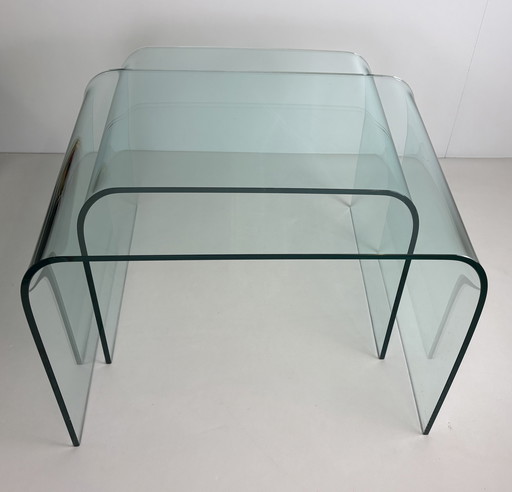 2 x Tables design Waterfall Angelo Cortesi Fiam verre bombé