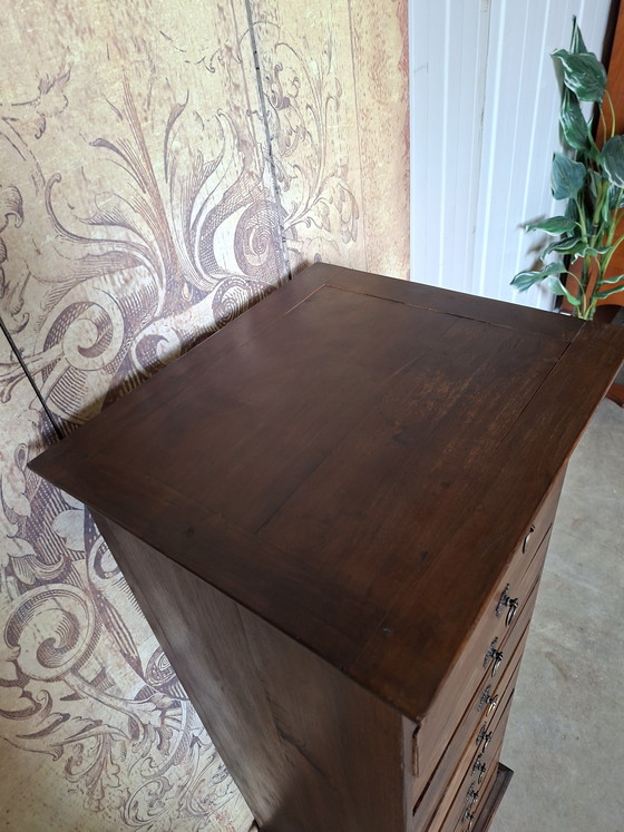 Image 1 of Cómoda de teca, botiquín, archivador, dimensiones: 47 x 42 cm y 135 cm de alto.