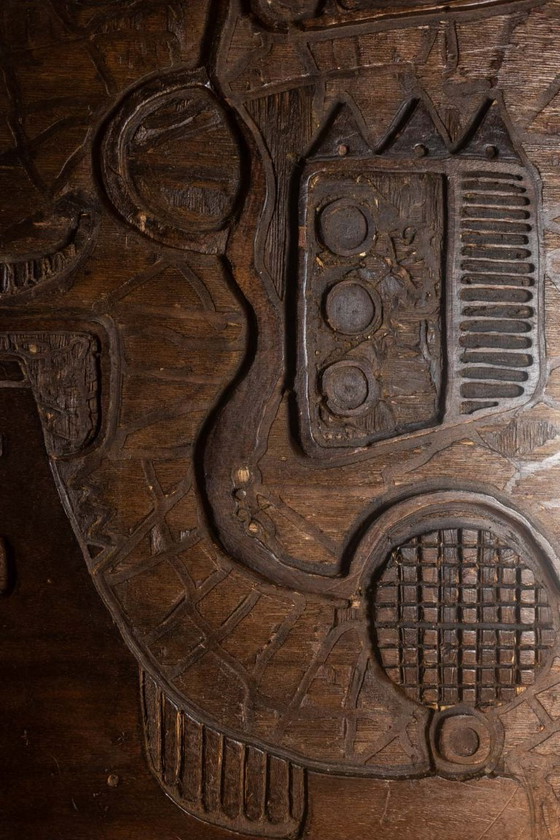 Image 1 of V. de Segonzac. Trittico modernista in legno intagliato. Contemporaneo.