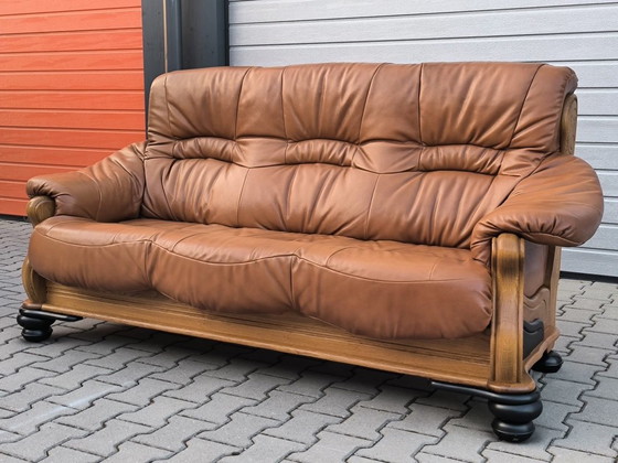 Divano in Pelle di Alta Qualità – 200 × 95 cm – Divani 3 posti, Legno (photo 2 of 13)