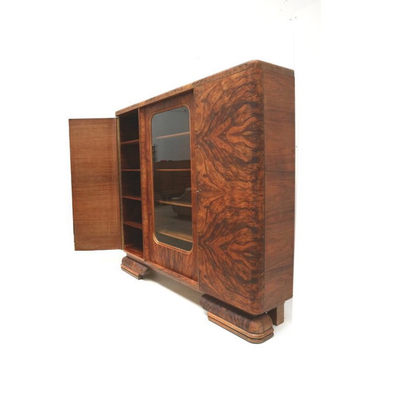 Image 1 of Large vintage Art Deco walnut cabinet made in the 1930s