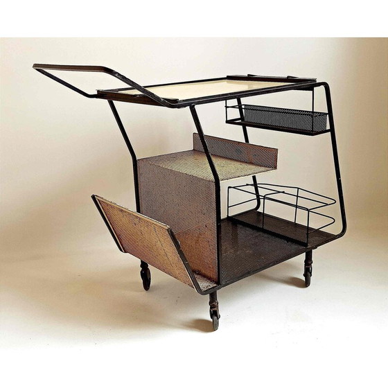 Image 1 of Vintage gele formica trolley van Mathieu Matégot, 1950