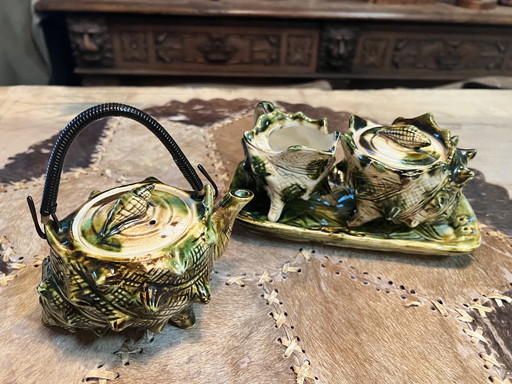 Théière japonaise Banko Majolica Vintage Shell