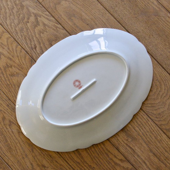Image 1 of Grand plat ovale ancien en porcelaine de Limoges Haviland décor oiseau