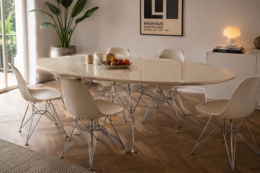 Kartell Glossy dining table white - silver base