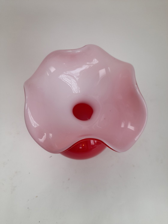 Image 1 of Wunderschöne rote Opalinvase, IVV Italien