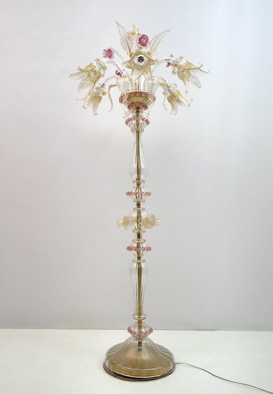 Image 1 of Lampadaire à 6 bras en verre de Murano soufflé Ca'Rezzonico, Italie, années 1950