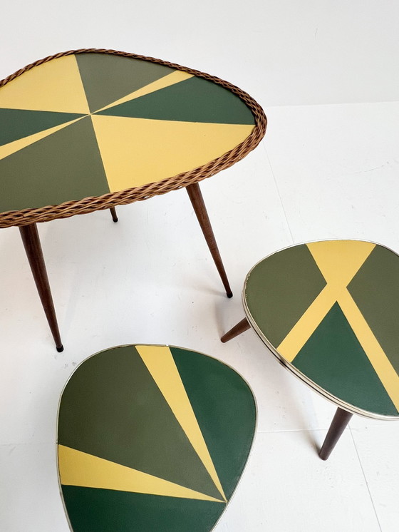Image 1 of Set of 3 restored plant tables from France, 1960's
