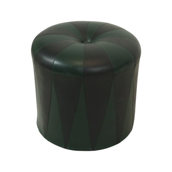 Image 1 of Vintage Green Black Pouf