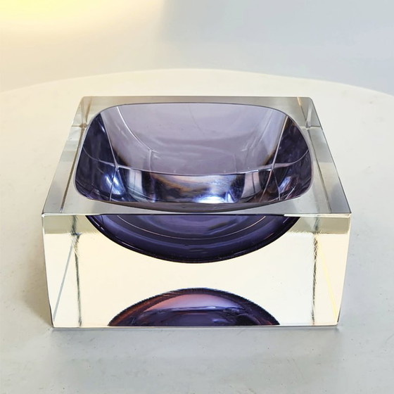 1960s Stunning Purple Square Ashtray or Catch-All in Murano Glass by Flavio Poli for Seguso. Made in Italy (photo 3 of 8)