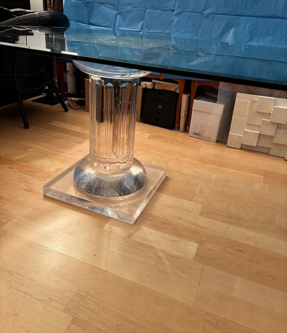 Image 1 of 1 Table de salle à manger avec plateau ovale en verre