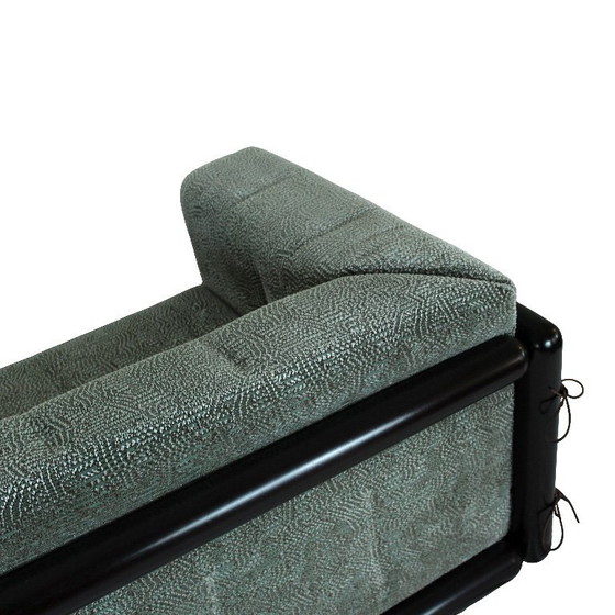 Image 1 of divano cornaro a 2 posti in legno di iroko e velluto jacquard di zimmer + rohde di carlo scarpa per studio simon, italia, 1974