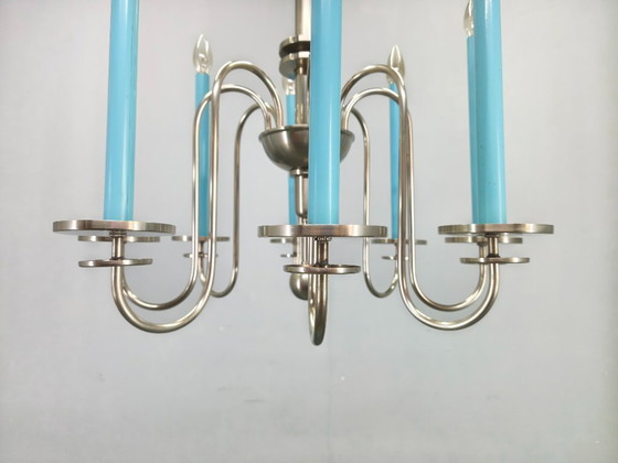 Image 1 of Art Deco Chandelier with Matching Sconces, Czechoslovakia 1930s