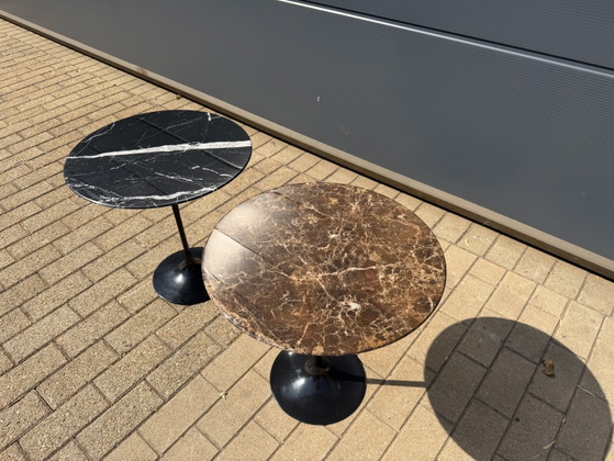 Image 1 of Table d'appoint Knoll Tulip en marbre Emperador en parfait état !! Eero Saarinen