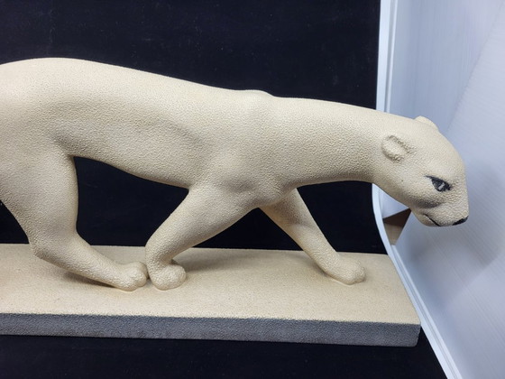 Image 1 of Panther of Saint Radegund in crisp earthenware, France, Art Deco, 1935