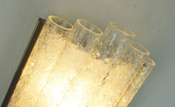 Image 1 of no. 2/2 - doria mid century WALL LAMP sconce with 5 glass tubes 1960s ice glass lamp - 2 available