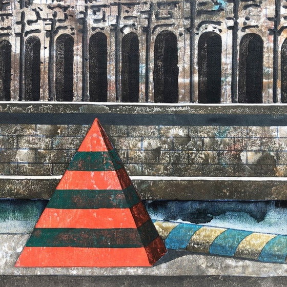 Image 1 of Acrylique vintage sur toile « Le Théâtre de Marcellus » de Tonino Caputo