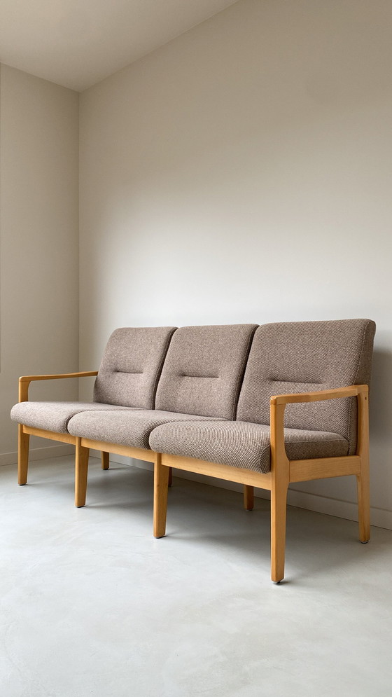 Image 1 of Vintage Wooden Sitting Area 3 Seater Sofa and 2 Armchairs