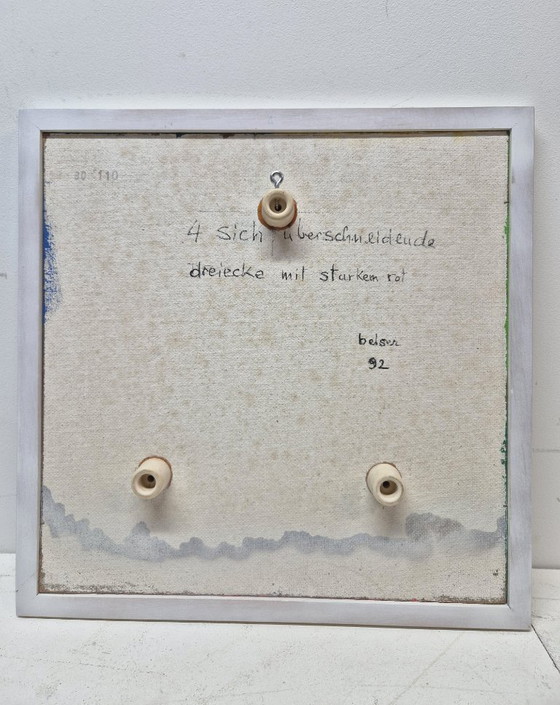 Image 1 of Frédéric Belser, Swiss, born in Geneva in 1929, oil on canvas, geometric abstraction, 40 x 40 cm