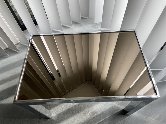 Image 1 of Chrome side table with mirror smoked glass