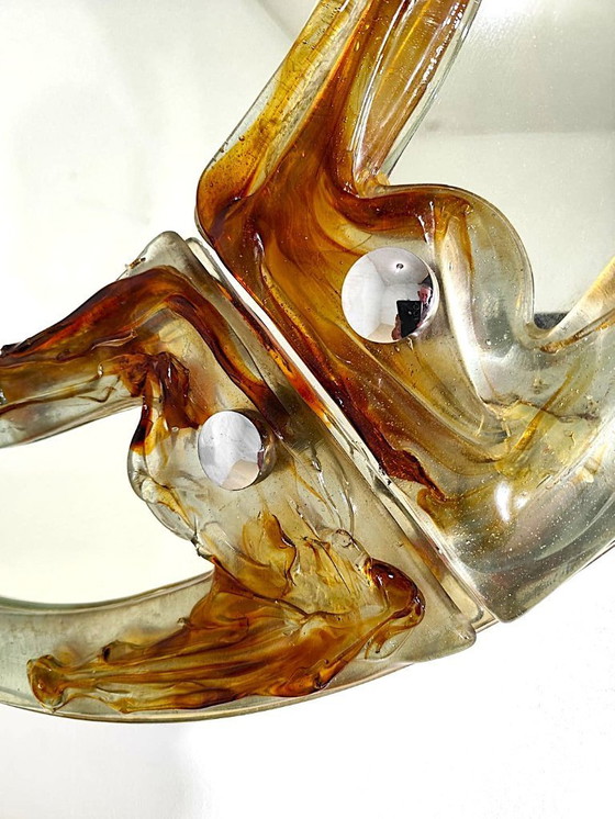 Image 1 of Espejo italiano redondo de cristal de Murano de mediados de siglo, Mazzega, 1960