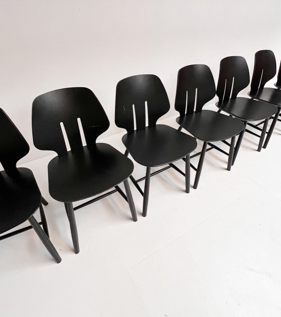 Image 1 of Set di 9 sedie Ejvind Johansson J67 per FDB Mobler, anni '70