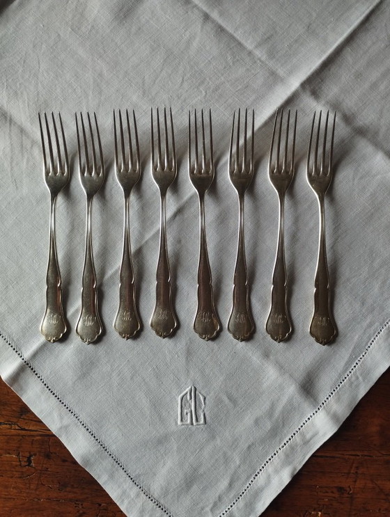 Image 1 of 8 petites fourchettes en métal argenté Sorsakoski