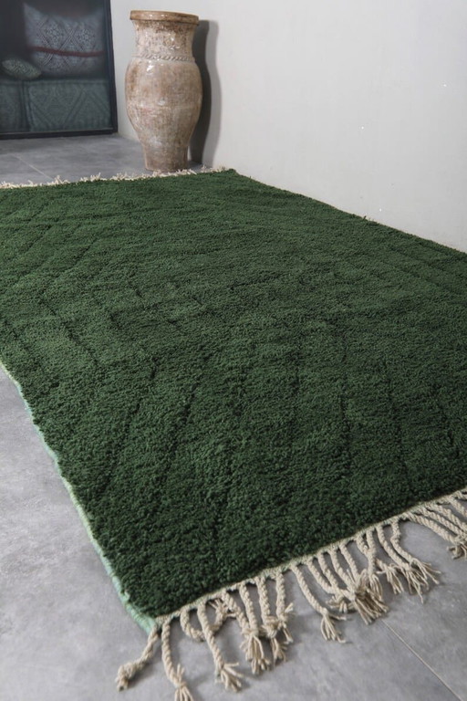 Alfombra bereber marroquí verde, hecha a medida, 150/250 cm.