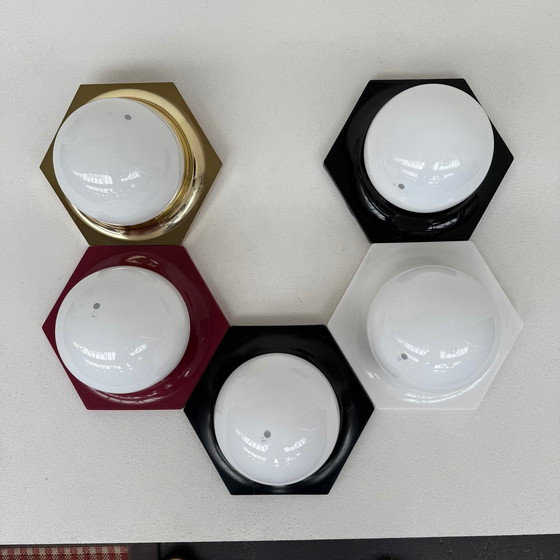 Image 1 of Plafond/Wandlamp Zwart Jaren 60/70