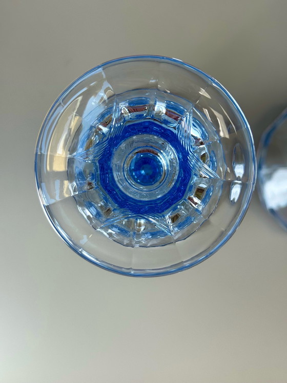 Image 1 of Ankerglas Bernsdorf - Bougeoir Leuchter Nr. 137 (2) - Verre, Verre bleu glacier - Art Déco