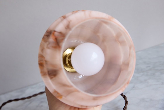 Image 1 of Art Deco roze marmeren draagbare lamp