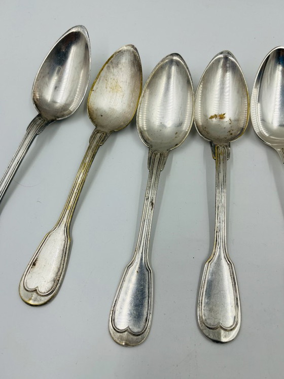Lot of 6 Silver-Plated Soup Spoons Wiskemann – Cutlery Sets, Metal (photo 4 of 15)
