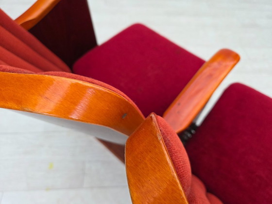 Image 1 of Fauteuils de cinéma/théâtre danois des années 1950, en velours d'ameublement, état d'origine.