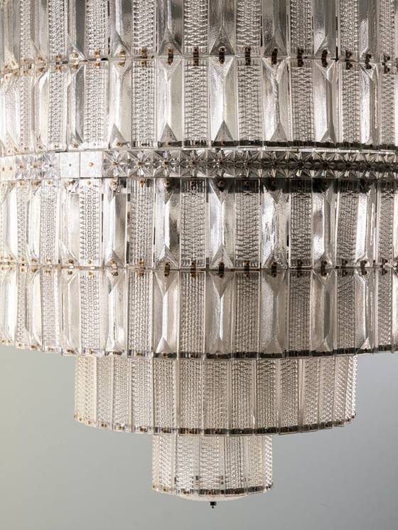 Image 1 of Lámpara de araña de cristal escalonada, década de 1960, Checoslovaquia