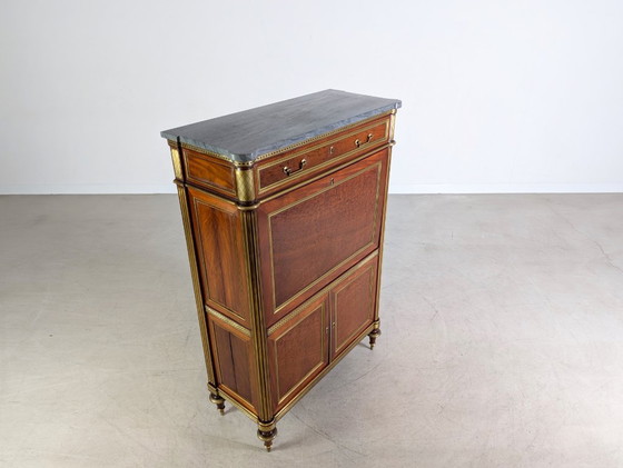 Image 1 of Original Louis XVI chest of drawers/secretary, mahogany, brass